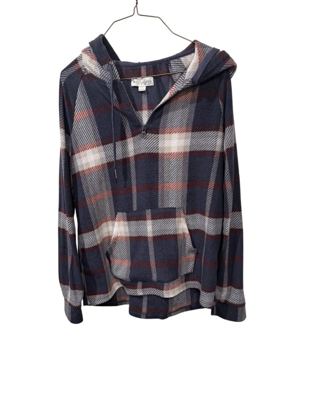 Koolaburra By UGG Plaid Hooded Pullover Fleece Sweatshirt With Kangaroo Pocket S